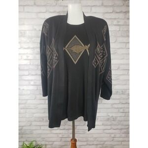 Vintage 80s Picadilly 2-piece set T-shirt cardigan leopard or cheetah maximalist